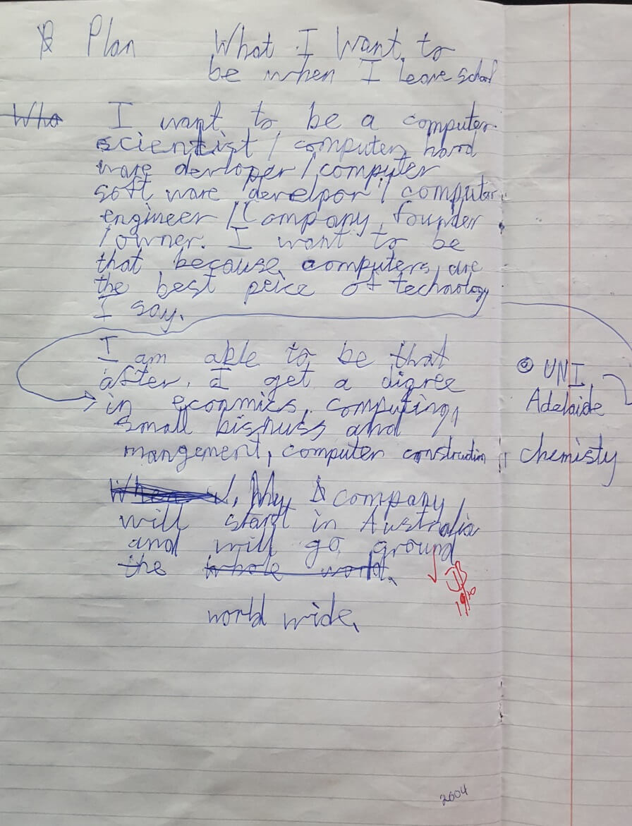 The letter of what I wanted to be when I grew up